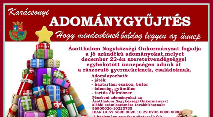 Várják a karácsonyi adományokat Ásotthalmon