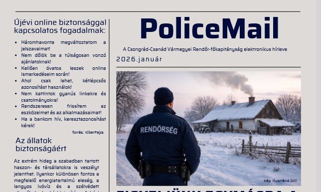 Figyeljünk egymásra a téli időszakban is – a rendőrség hírlevele